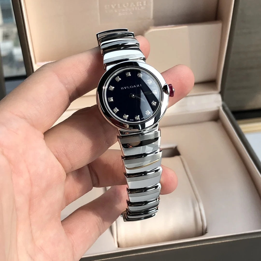 Bulgari Steel Blue Dial — photographed off the sweep