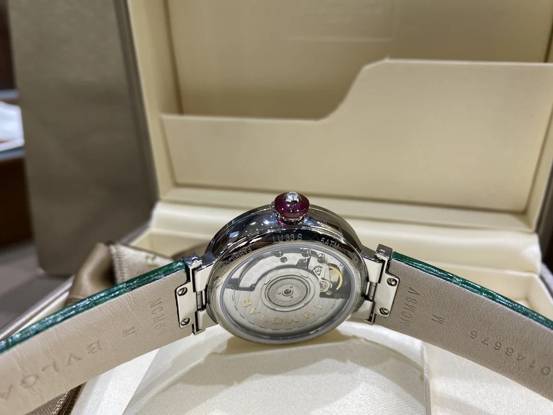 Bulgari Steel Green Dial — photographed off the sweep