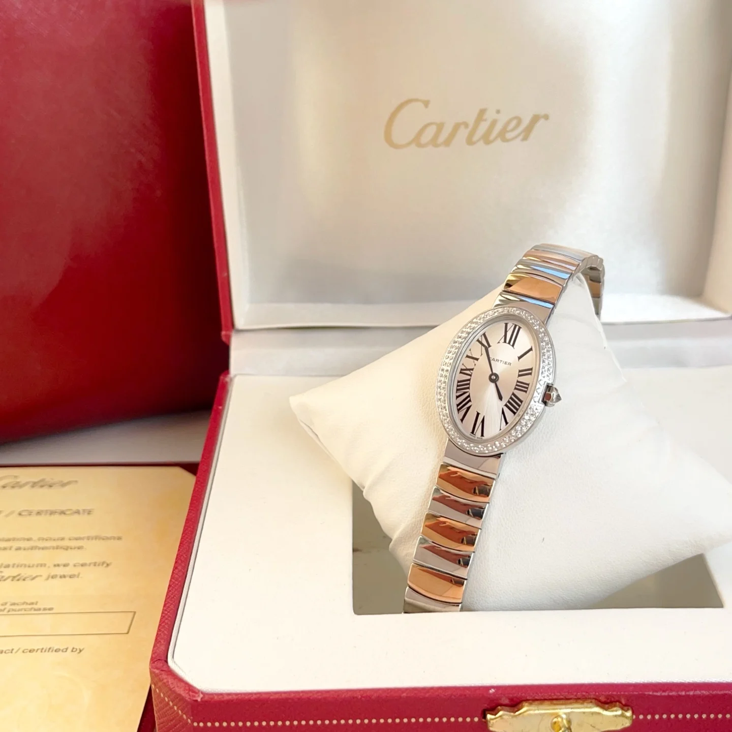 Cartier Baignoire Rose Gold — photographed off the sweep