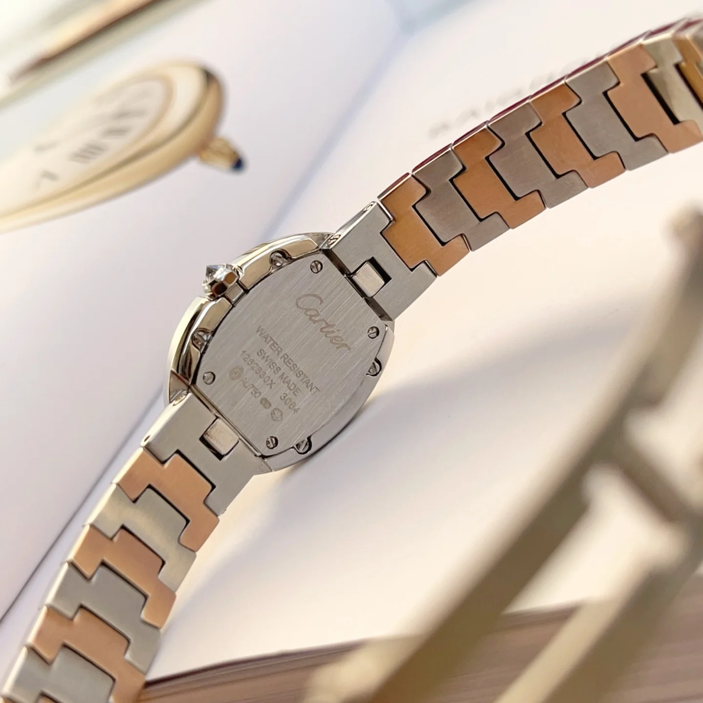 Cartier Baignoire Rose Gold — photographed off the sweep