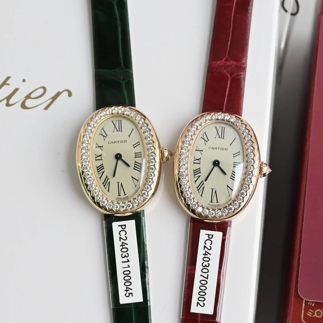 Cartier Baignoire Steel Green Dial — photographed off the sweep