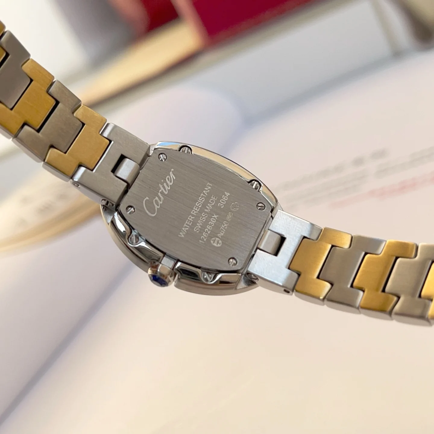 Cartier Baignoire Steel Silver Dial 23mm — photographed off the sweep