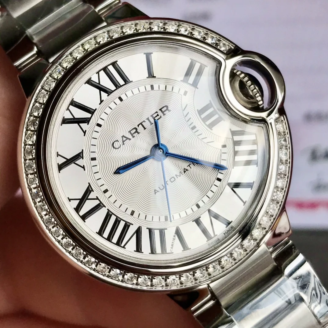 Cartier Ballon Bleu 33mm — photographed off the sweep