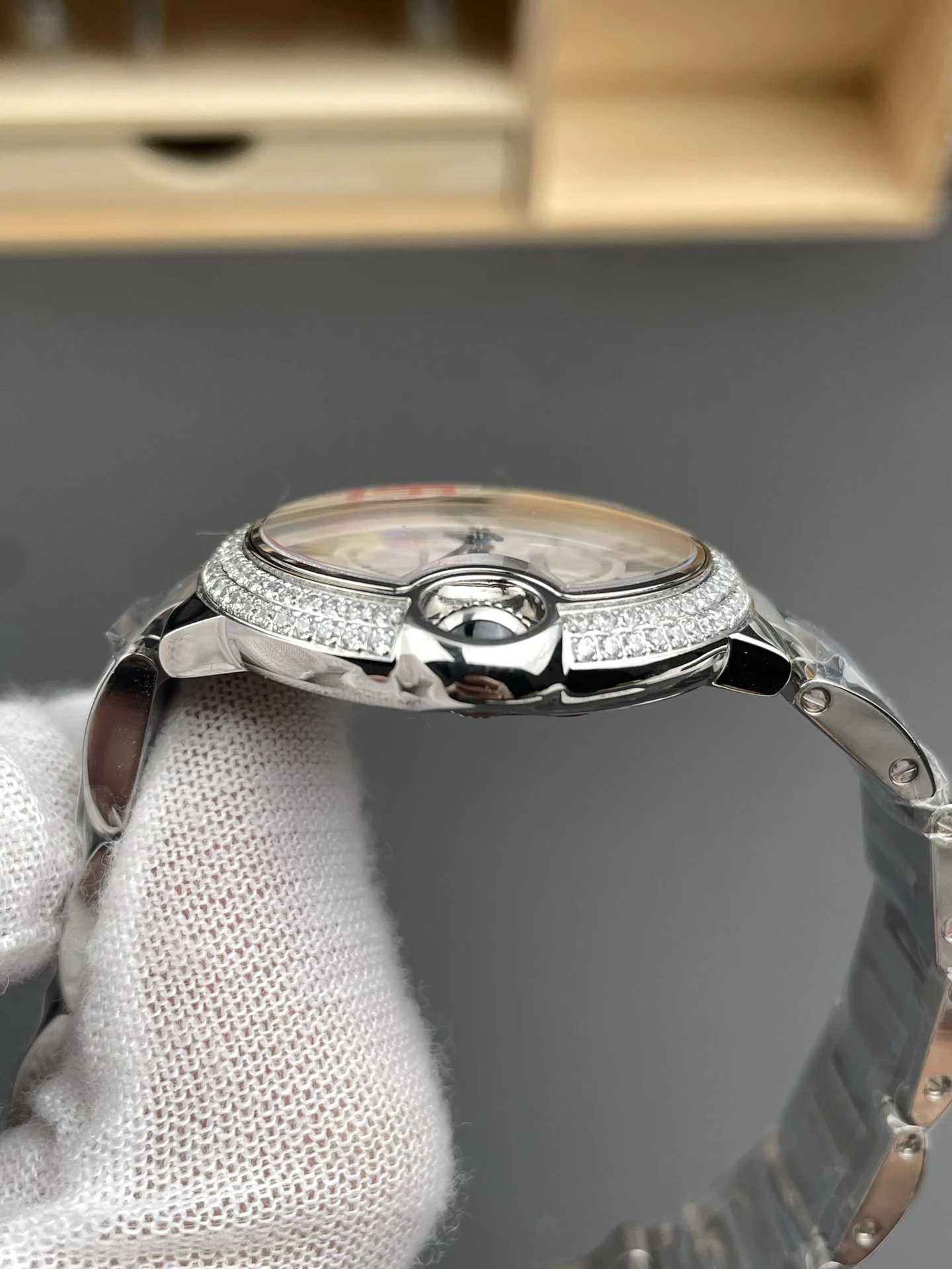 Cartier Ballon Bleu 33mm — photographed off the sweep