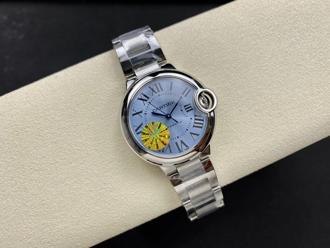 Cartier Ballon Bleu 33mm — photographed off the sweep