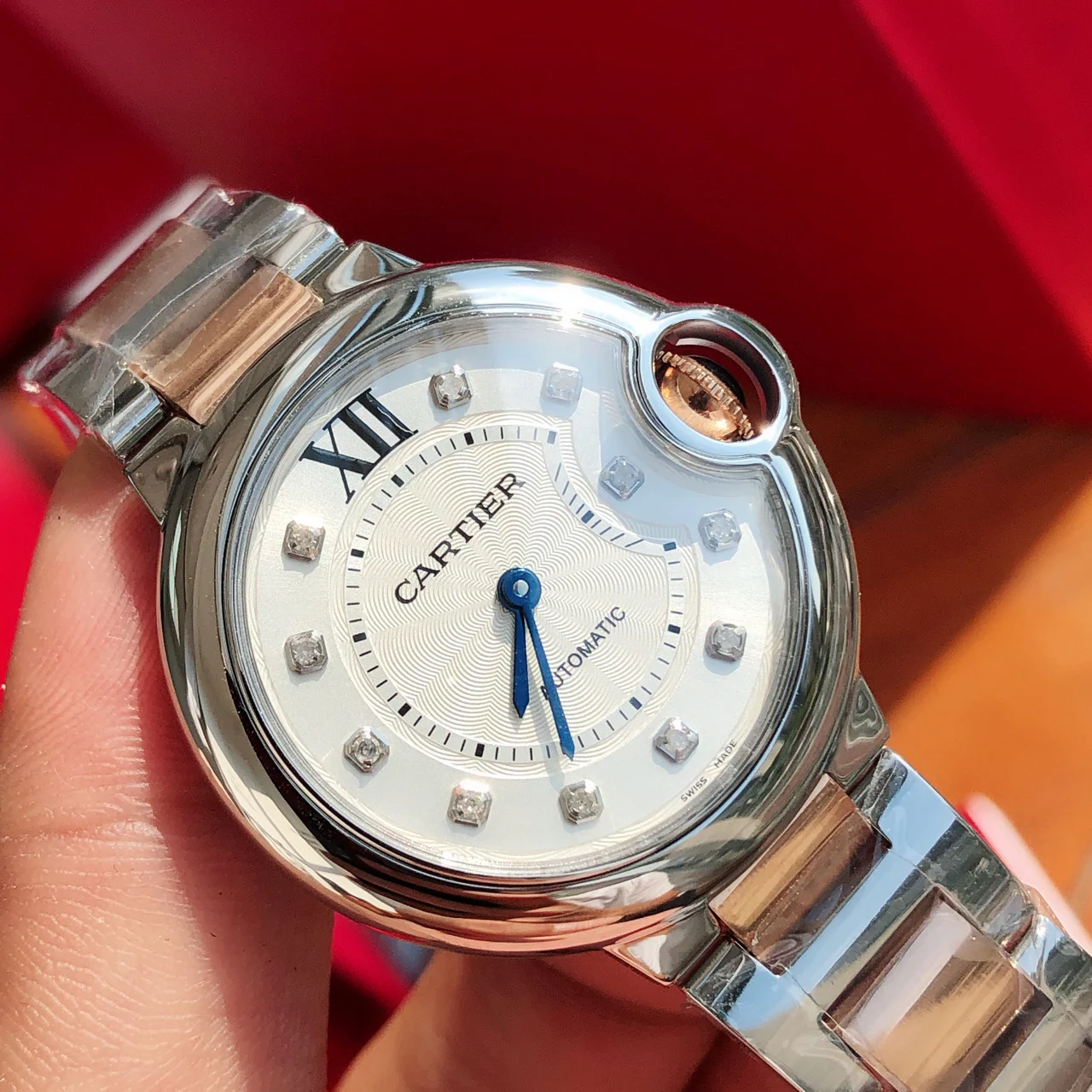 Cartier Ballon Bleu 33mm — photographed off the sweep