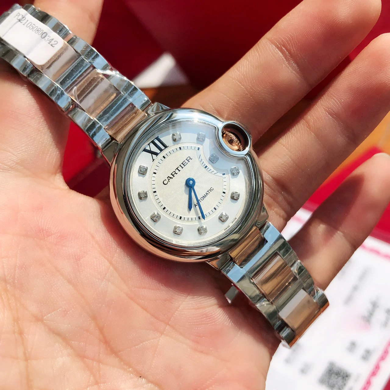 Cartier Ballon Bleu 33mm — photographed off the sweep
