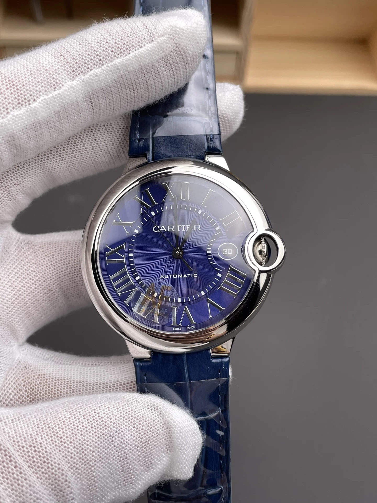 Cartier Ballon Bleu 42mm — photographed off the sweep