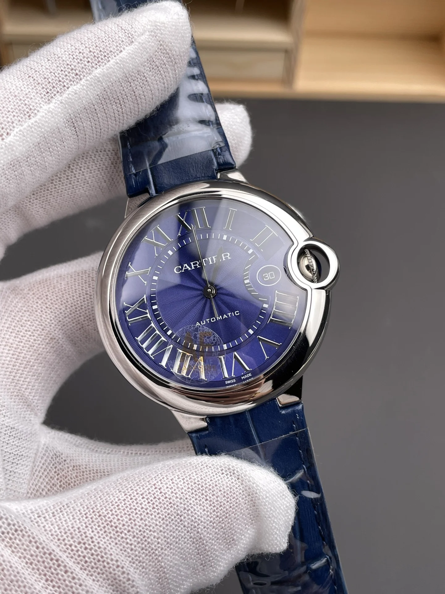 Cartier Ballon Bleu 42mm — photographed off the sweep