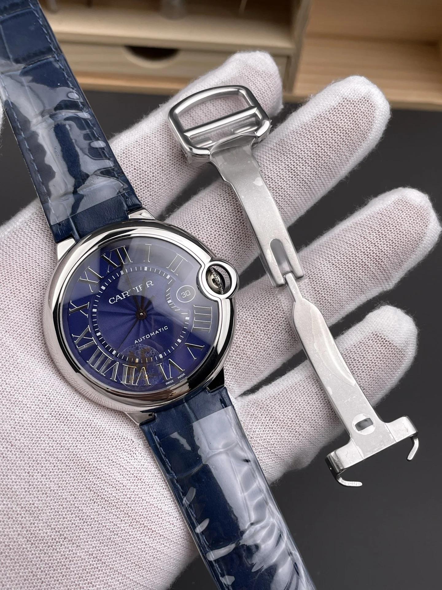 Cartier Ballon Bleu 42mm — photographed off the sweep