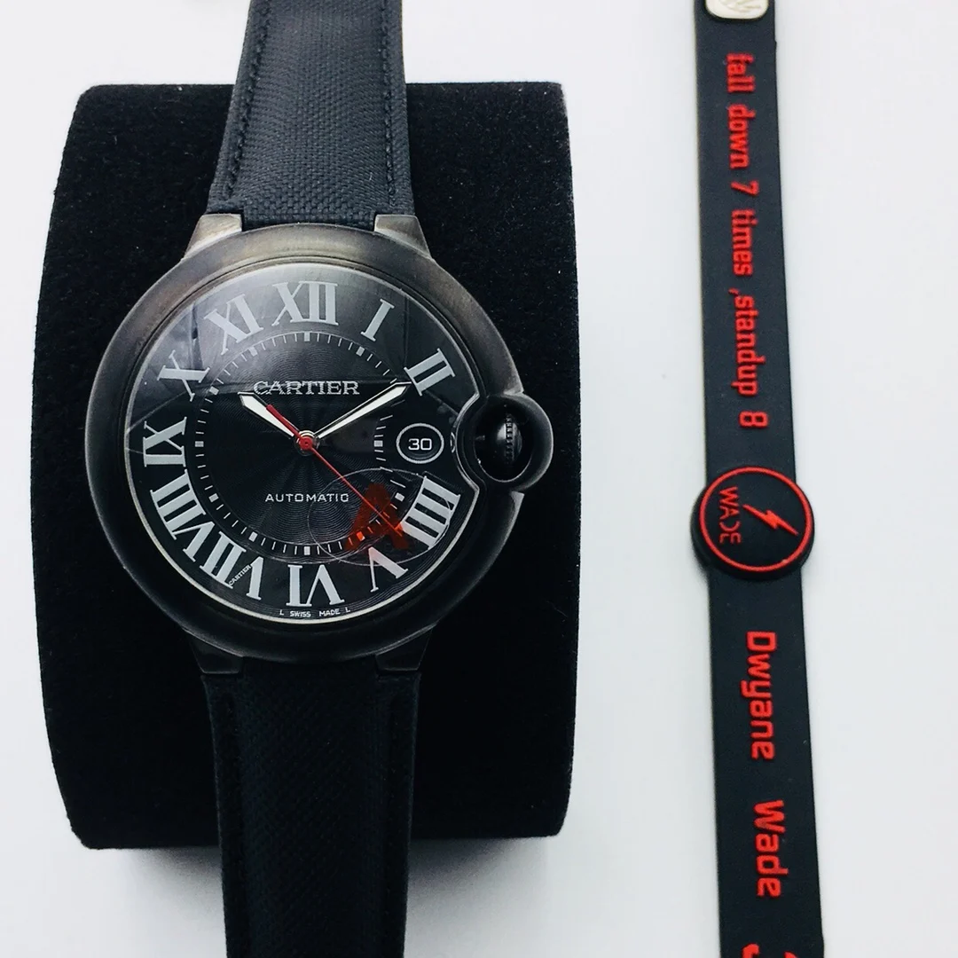 Cartier Ballon Bleu Black Dial 42mm — photographed off the sweep