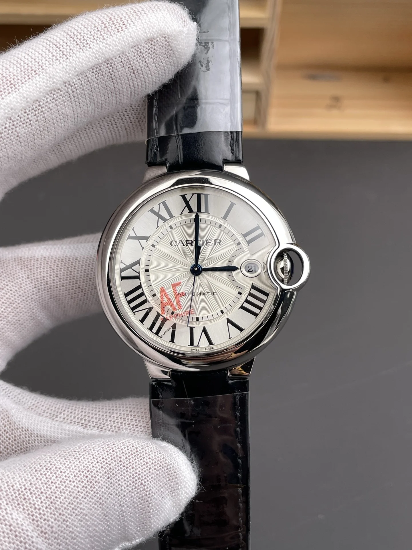 Cartier Ballon Bleu Blue Dial 40mm — photographed off the sweep