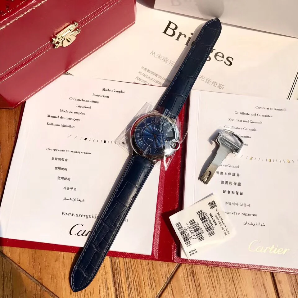 Cartier Ballon Bleu Blue Dial 42mm — photographed off the sweep