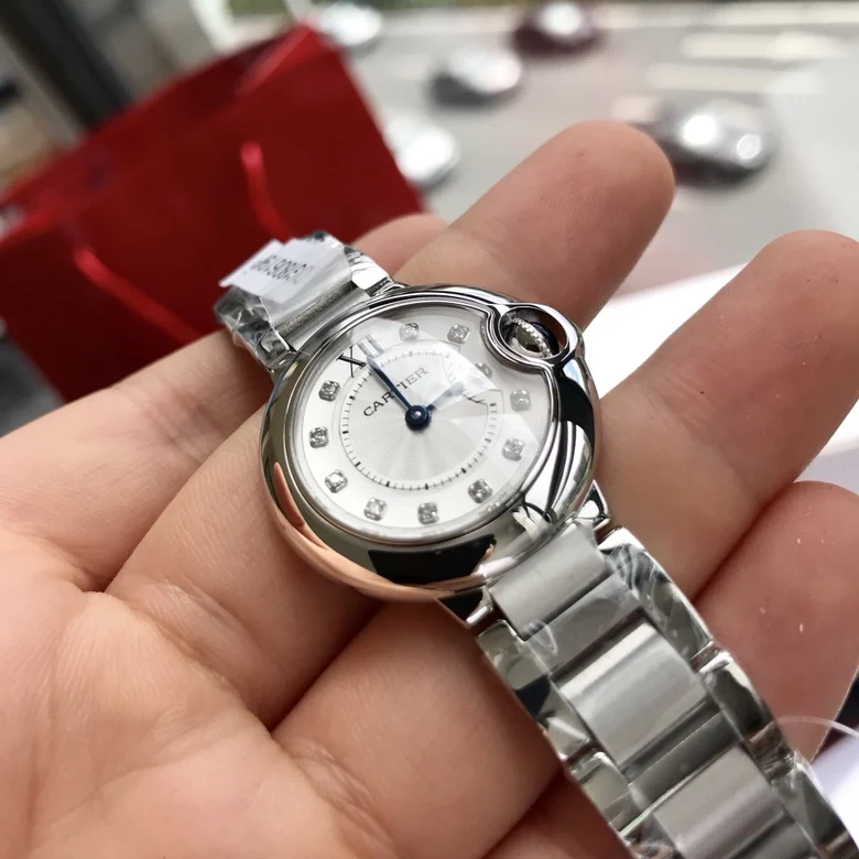 Cartier Ballon Bleu Diamond-Set 28mm — photographed off the sweep