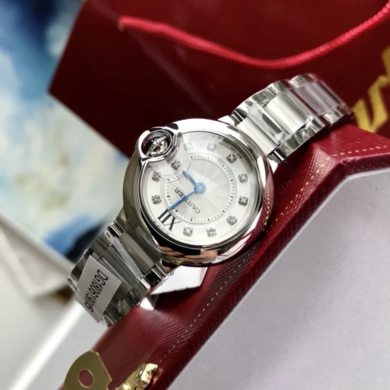Cartier Ballon Bleu Diamond-Set 28mm — photographed off the sweep