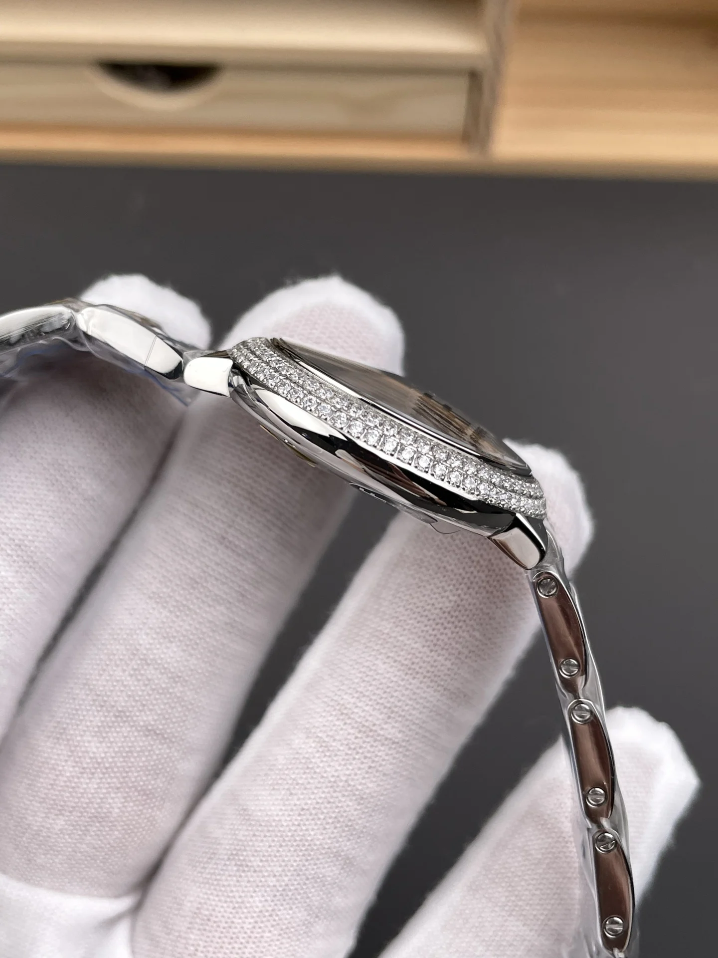 Cartier Ballon Bleu Diamond-Set 33mm — photographed off the sweep