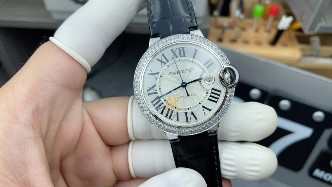 Cartier Ballon Bleu Diamond-Set 42mm — photographed off the sweep