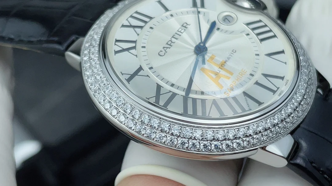Cartier Ballon Bleu Diamond-Set 42mm — photographed off the sweep
