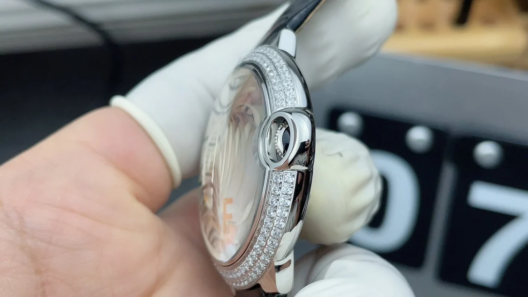 Cartier Ballon Bleu Diamond-Set 42mm — photographed off the sweep