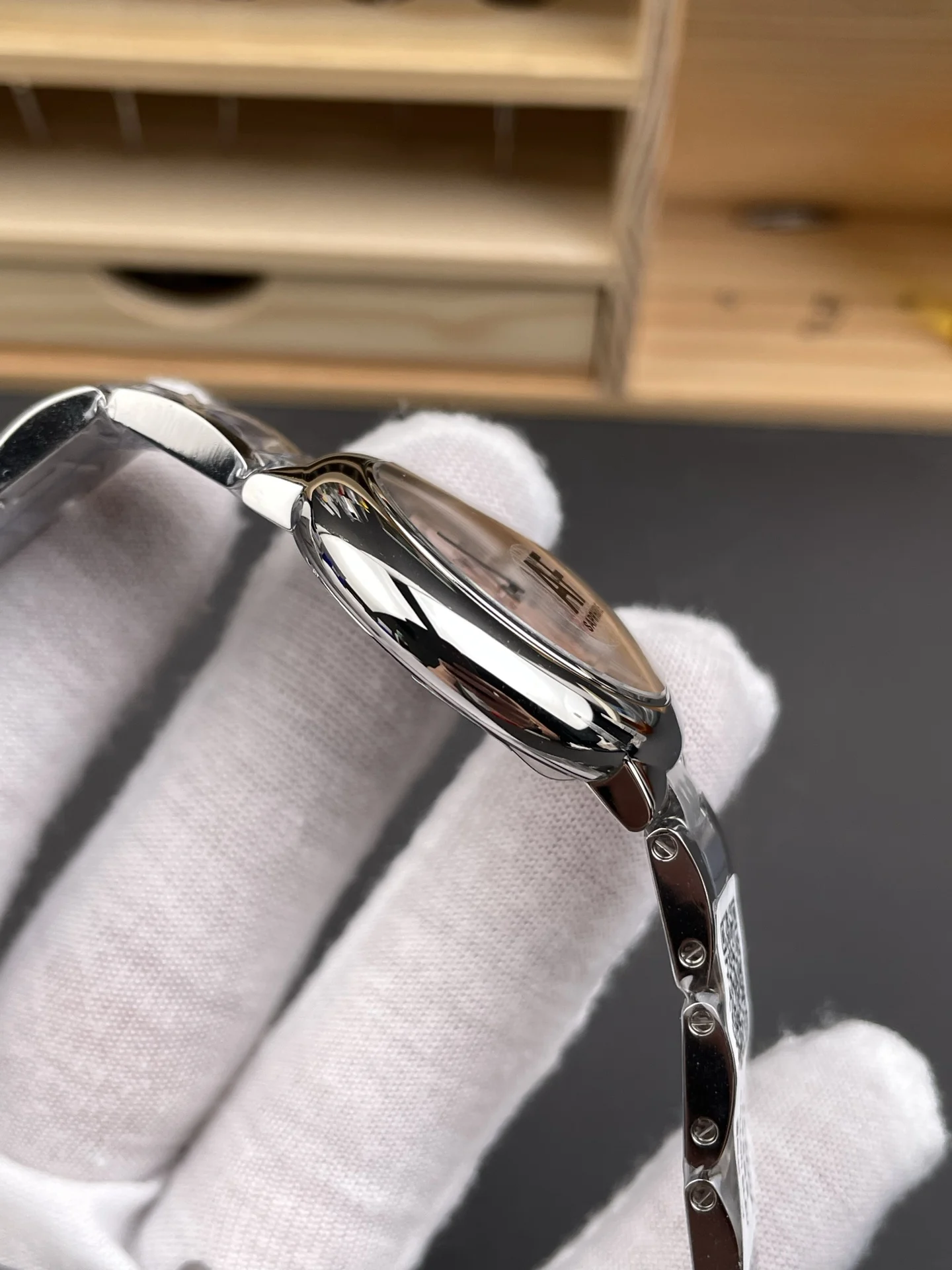 Cartier Ballon Bleu Pink Dial 33mm — photographed off the sweep