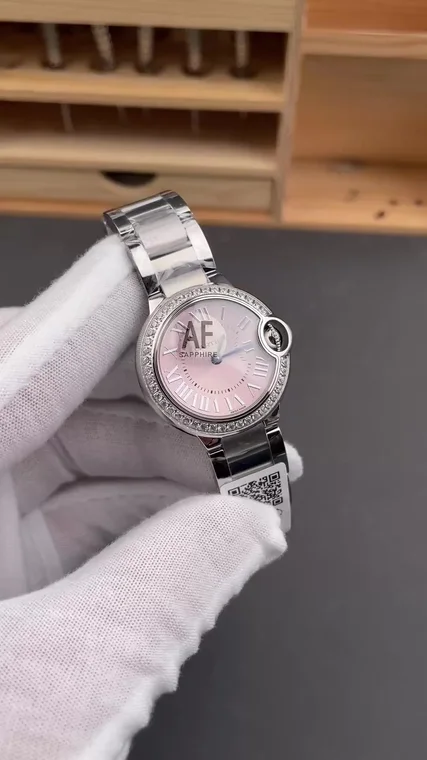 Cartier Ballon Bleu Pink Dial Diamond-Set 28mm