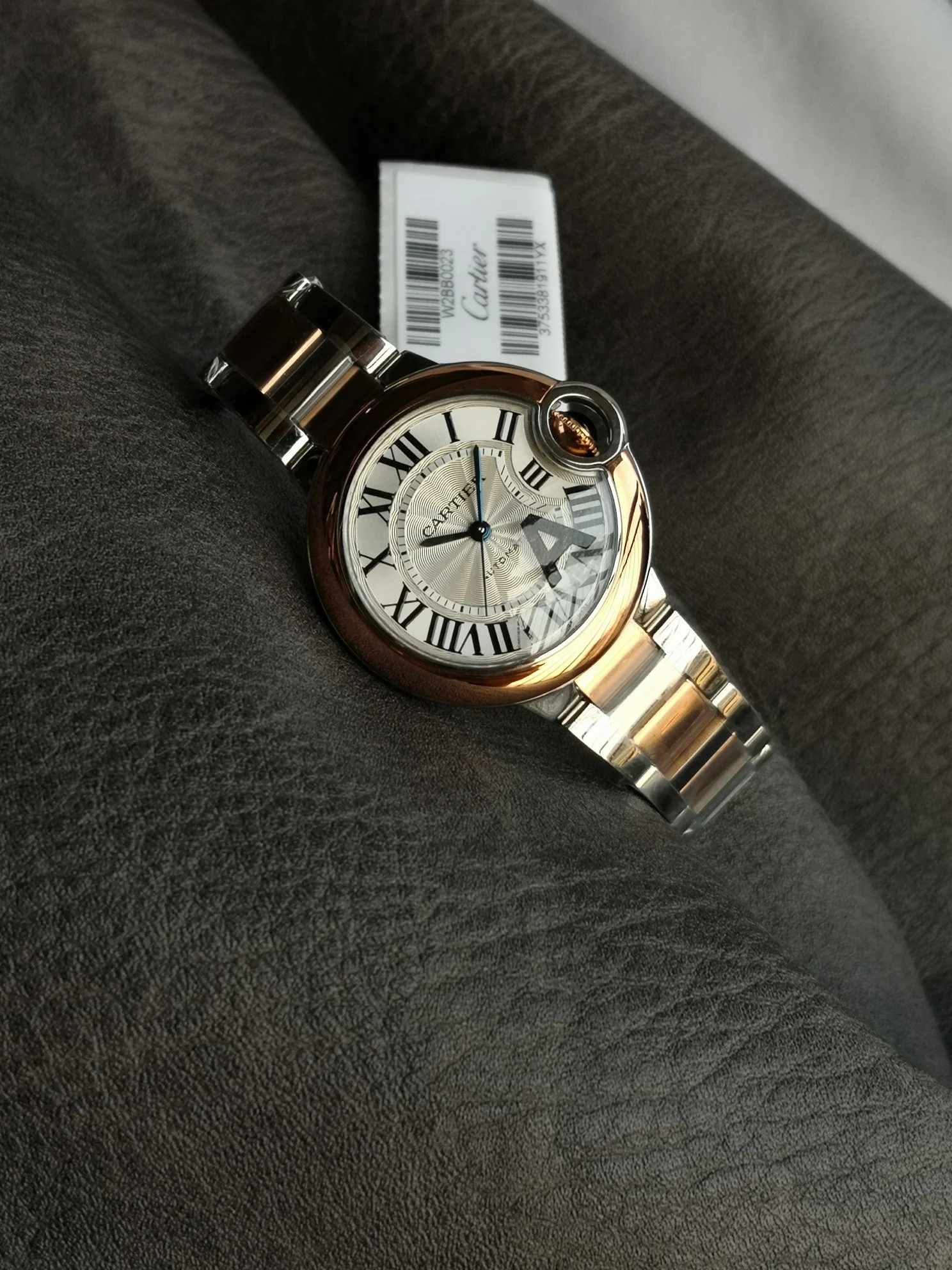 Cartier Ballon Bleu Red Dial — photographed off the sweep