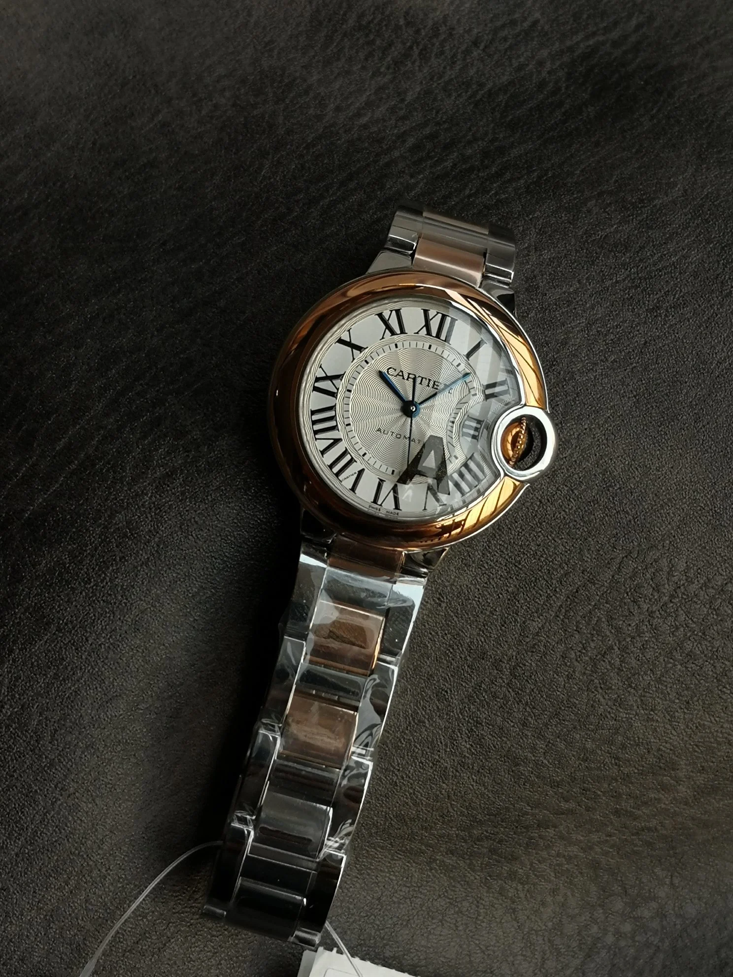 Cartier Ballon Bleu Red Dial — photographed off the sweep