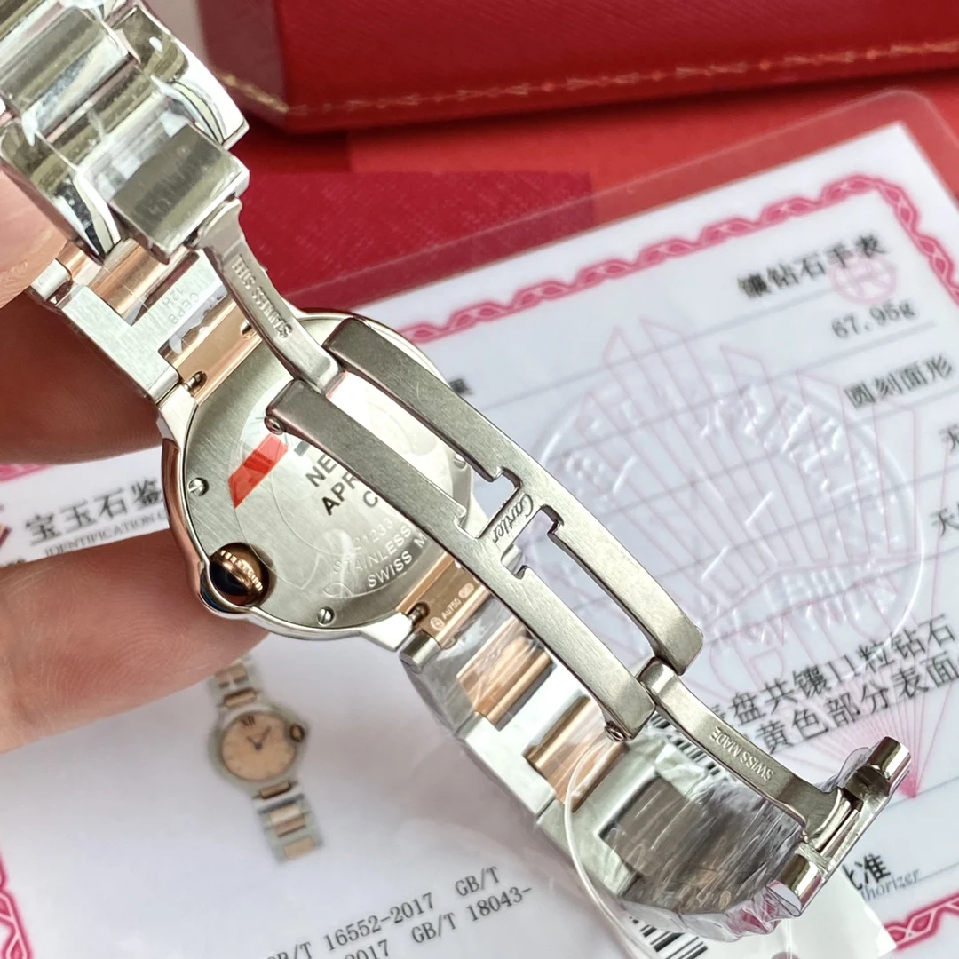 Cartier Ballon Bleu Rose Gold 28mm — photographed off the sweep