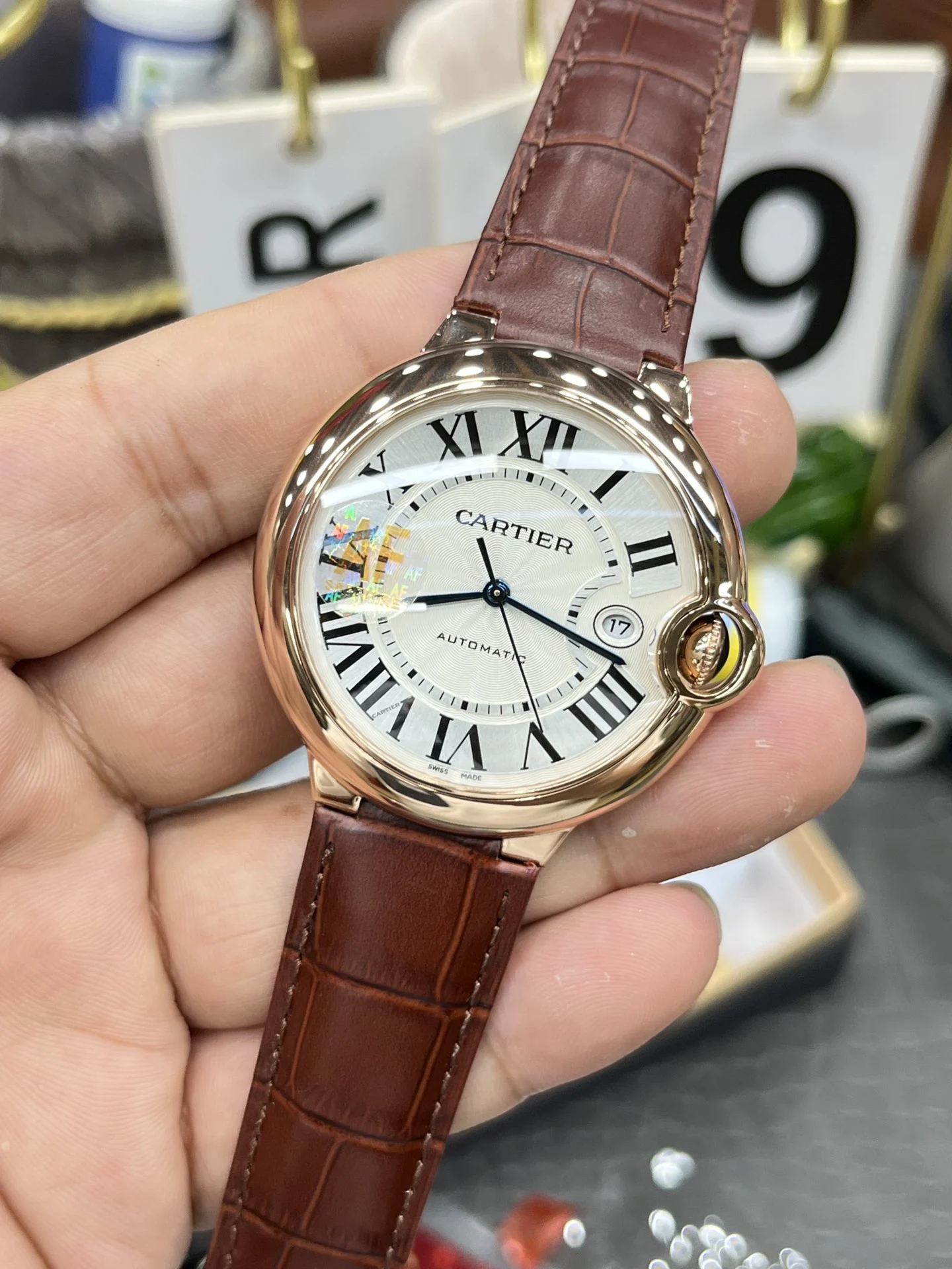 Cartier Ballon Bleu Rose Gold 42mm — photographed off the sweep