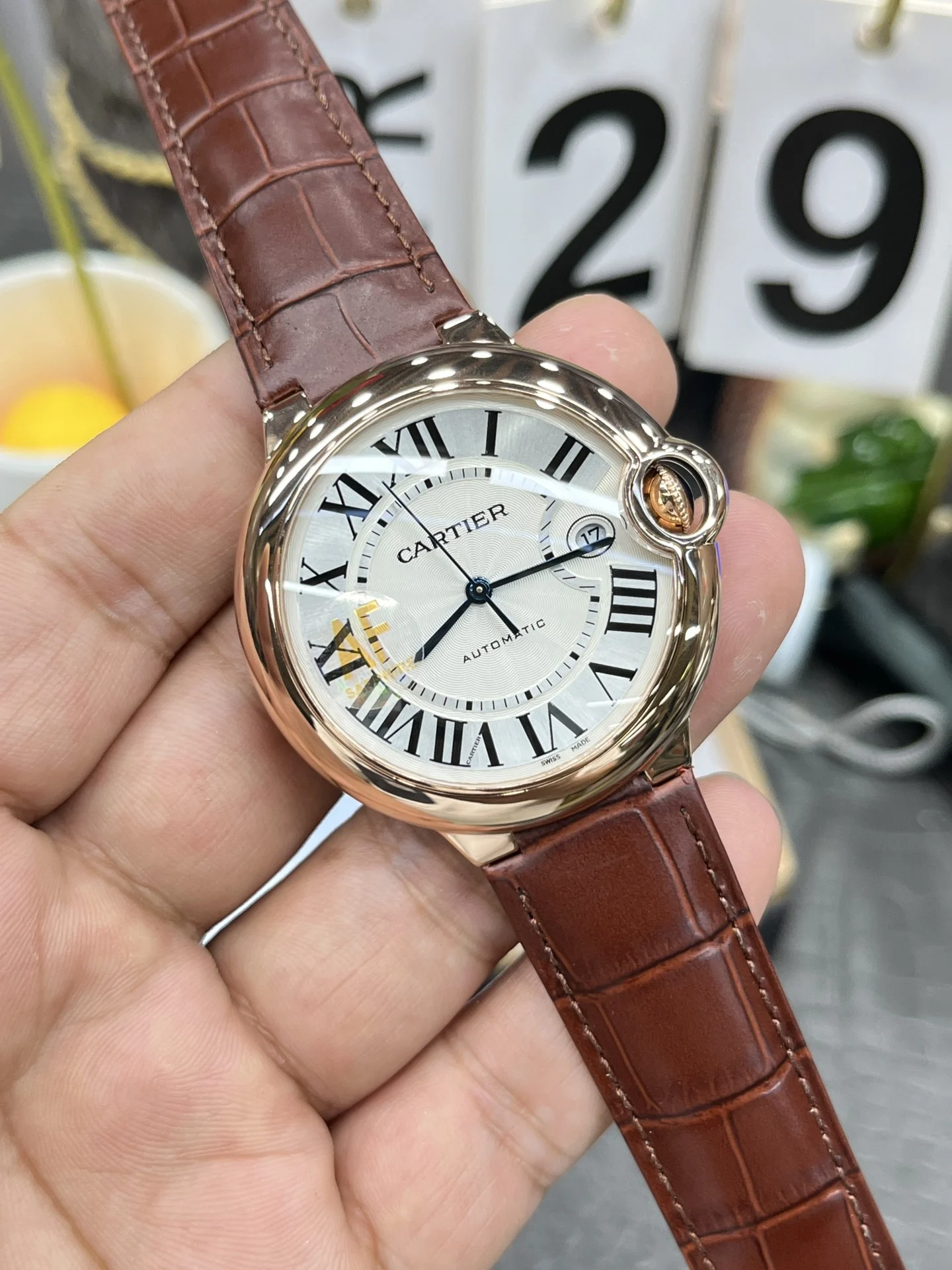 Cartier Ballon Bleu Rose Gold 42mm — photographed off the sweep