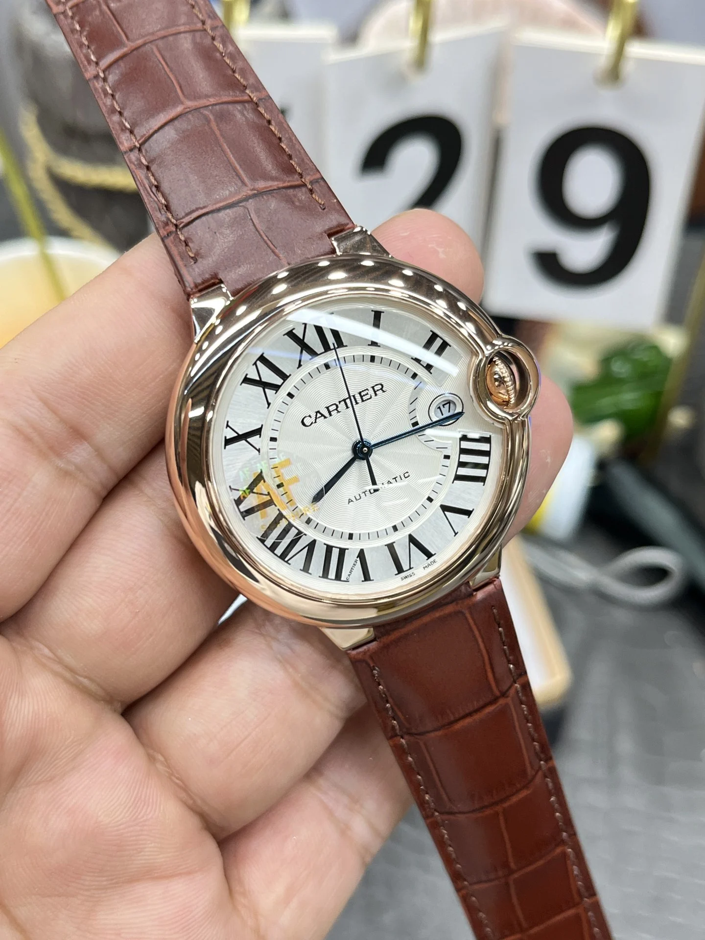 Cartier Ballon Bleu Rose Gold 42mm — photographed off the sweep