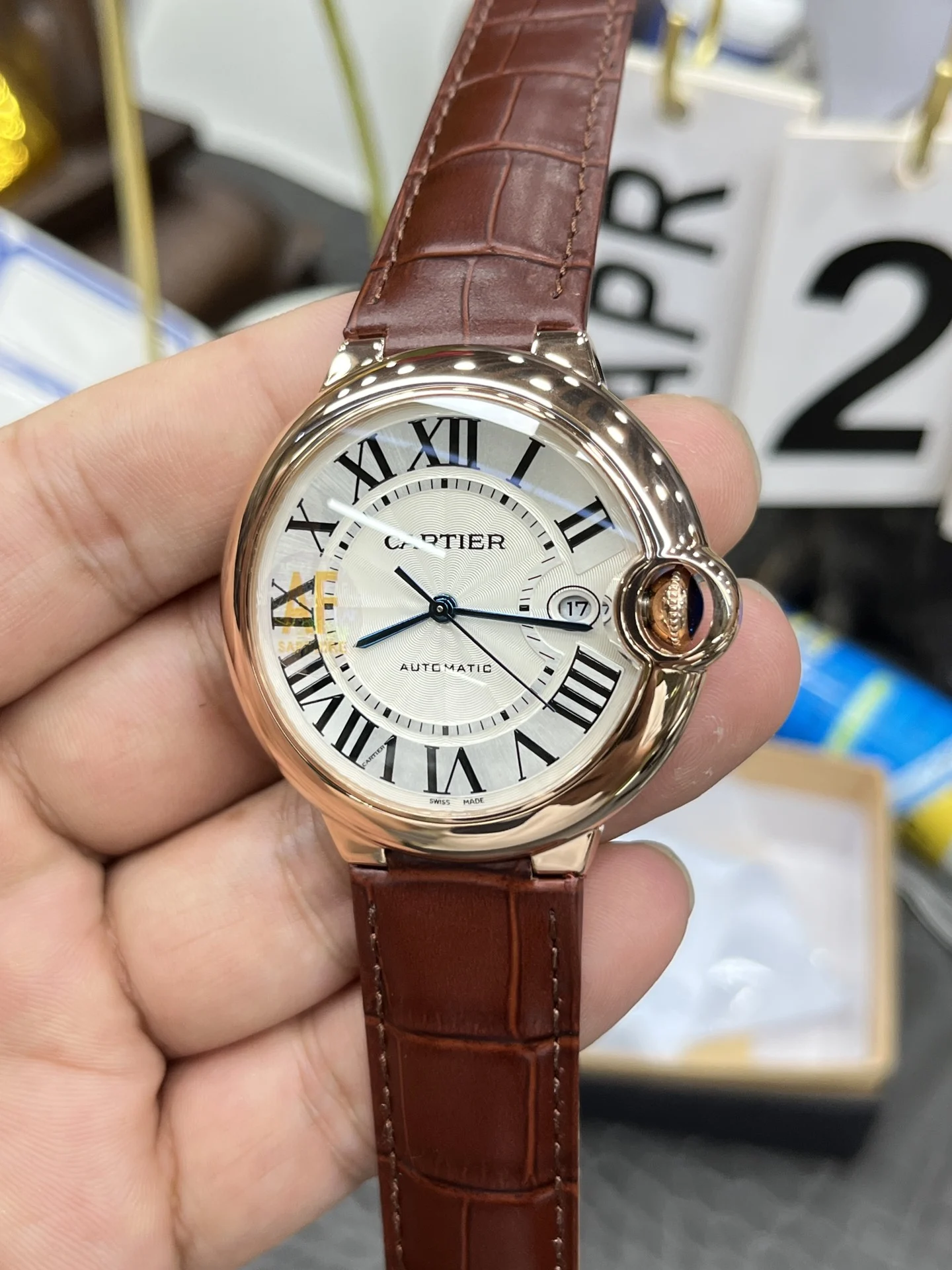 Cartier Ballon Bleu Rose Gold 42mm — photographed off the sweep