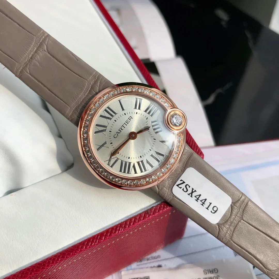 Cartier Ballon Bleu Rose Gold Black Dial Diamond-Set
