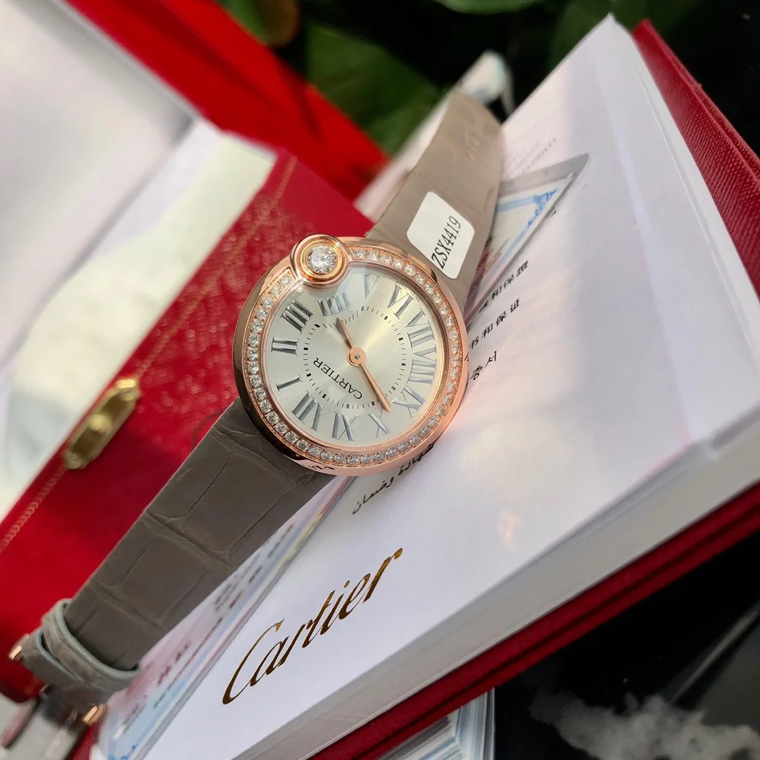 Cartier Ballon Bleu Rose Gold Black Dial Diamond-Set — photographed off the sweep