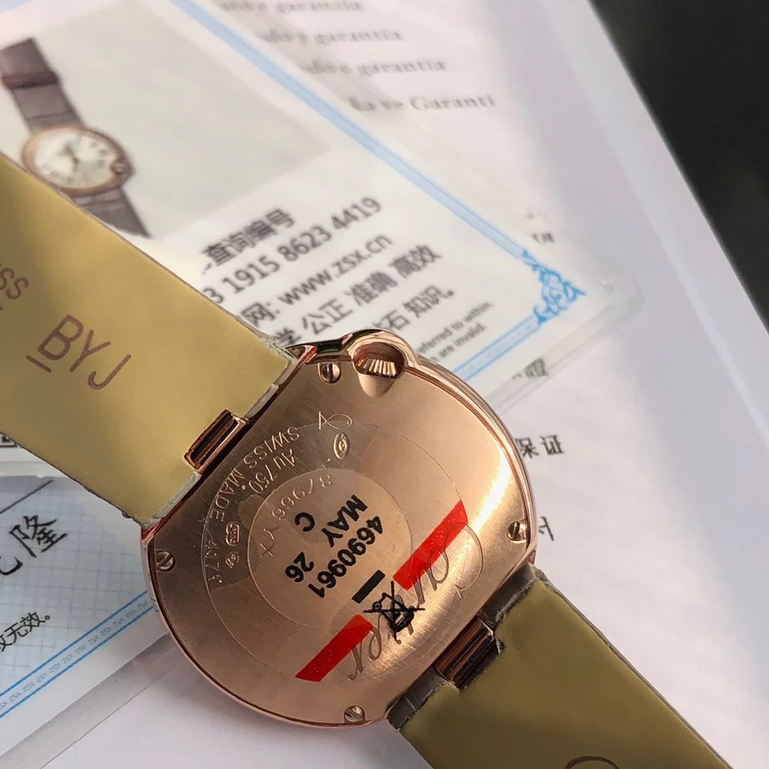 Cartier Ballon Bleu Rose Gold Black Dial Diamond-Set — photographed off the sweep