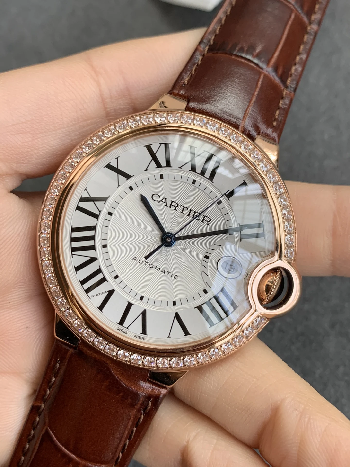 Cartier Ballon Bleu Rose Gold Blue Dial 42mm β photographed off the sweep