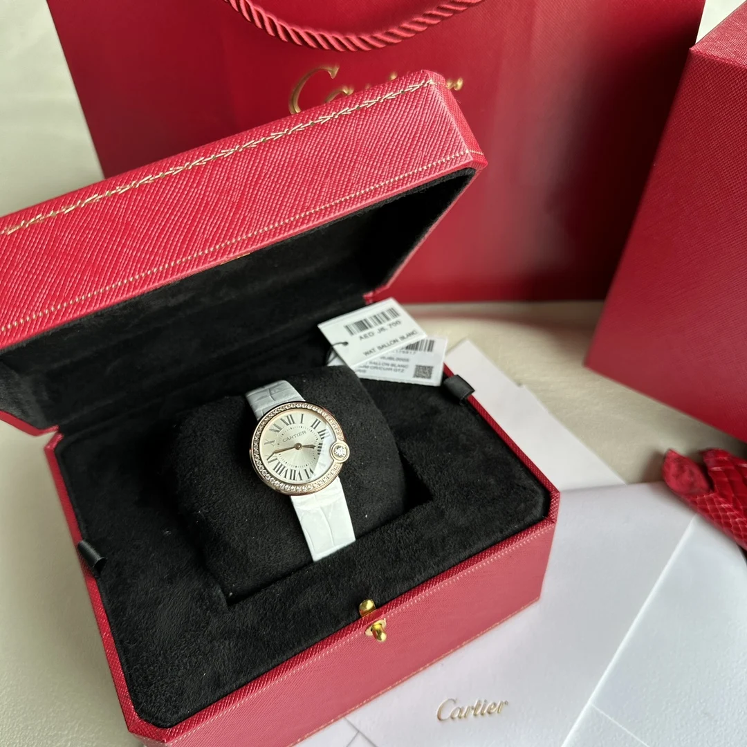Cartier Ballon Bleu Rose Gold Blue Dial Diamond-Set 30mm