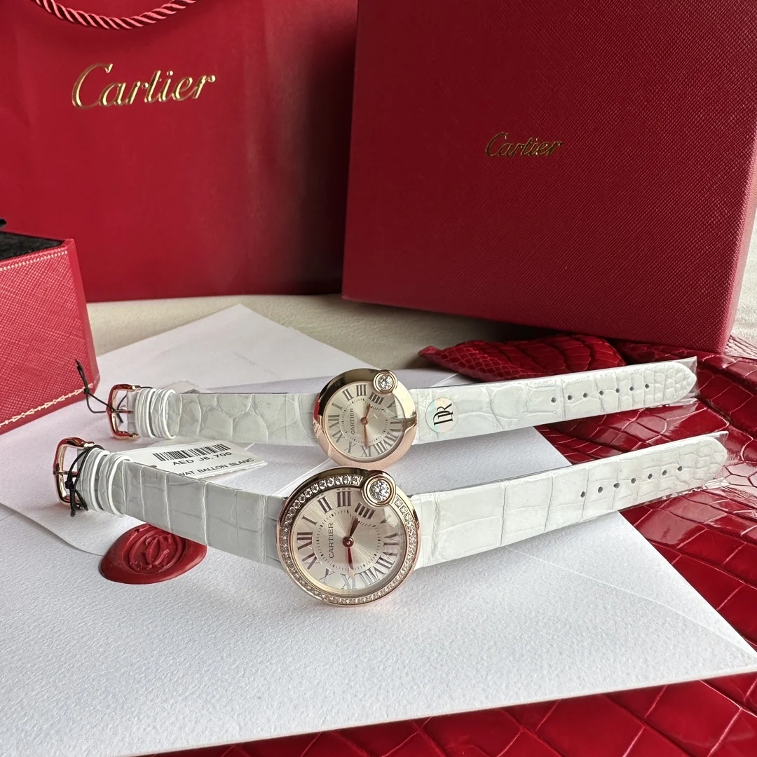 Cartier Ballon Bleu Rose Gold Blue Dial Diamond-Set 30mm — photographed off the sweep
