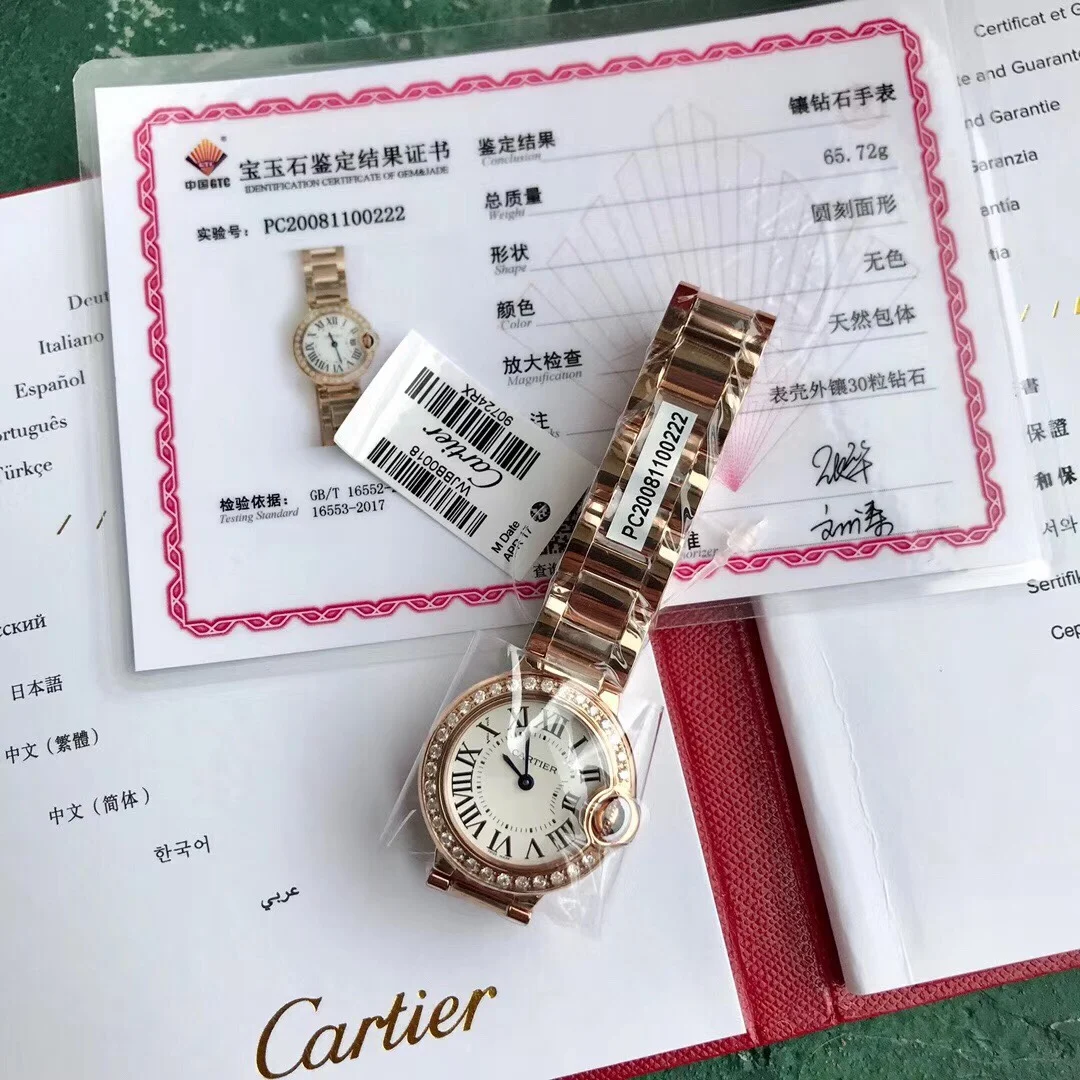 Cartier Ballon Bleu Rose Gold Diamond-Set 28mm — photographed off the sweep