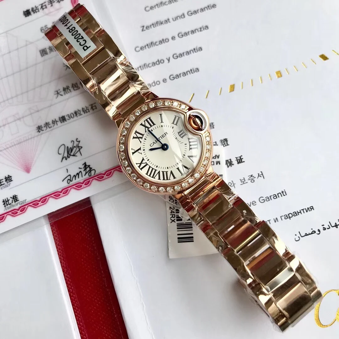 Cartier Ballon Bleu Rose Gold Diamond-Set 28mm — photographed off the sweep