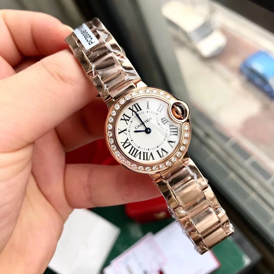 Cartier Ballon Bleu Rose Gold Diamond-Set 28mm — photographed off the sweep