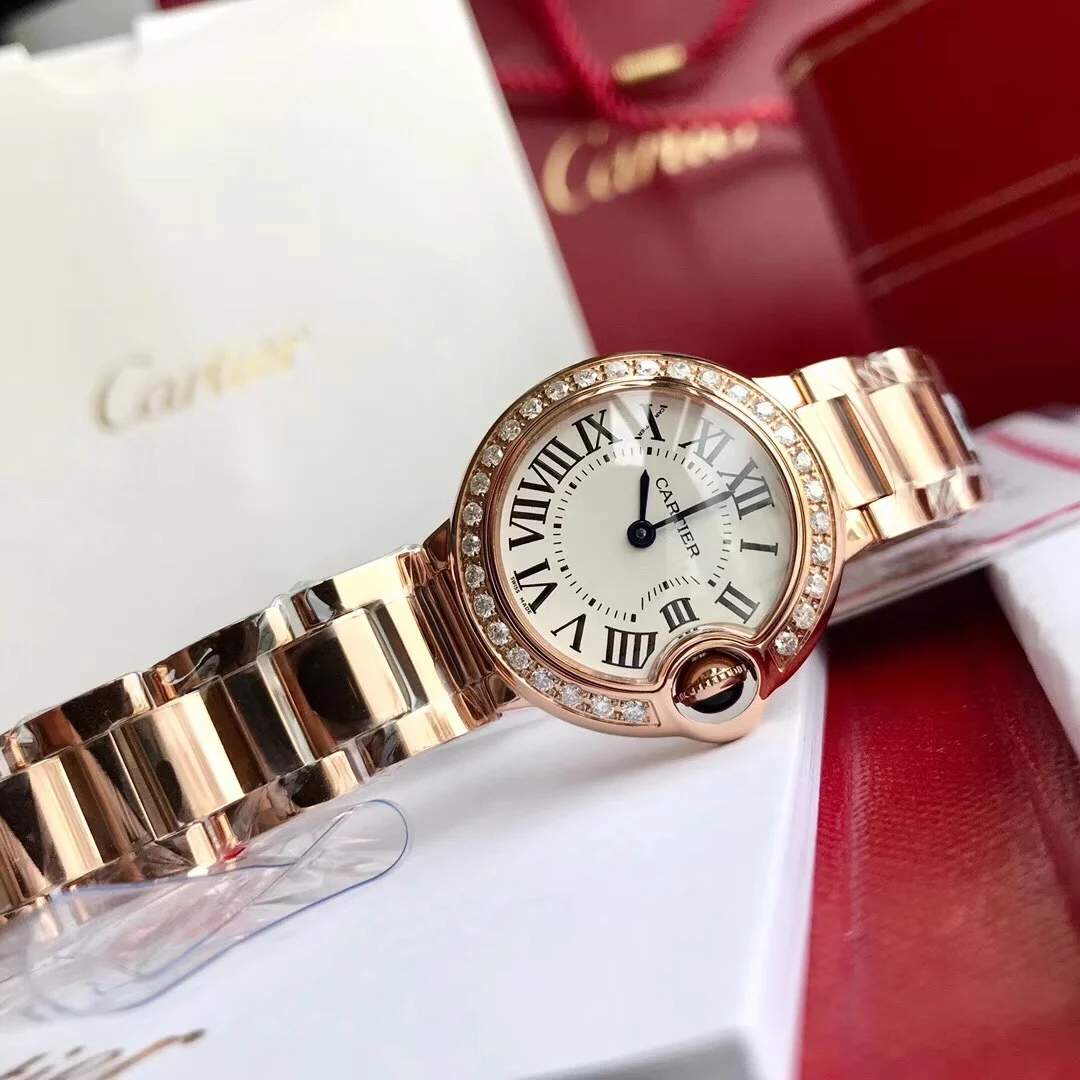 Cartier Ballon Bleu Rose Gold Diamond-Set 28mm — photographed off the sweep
