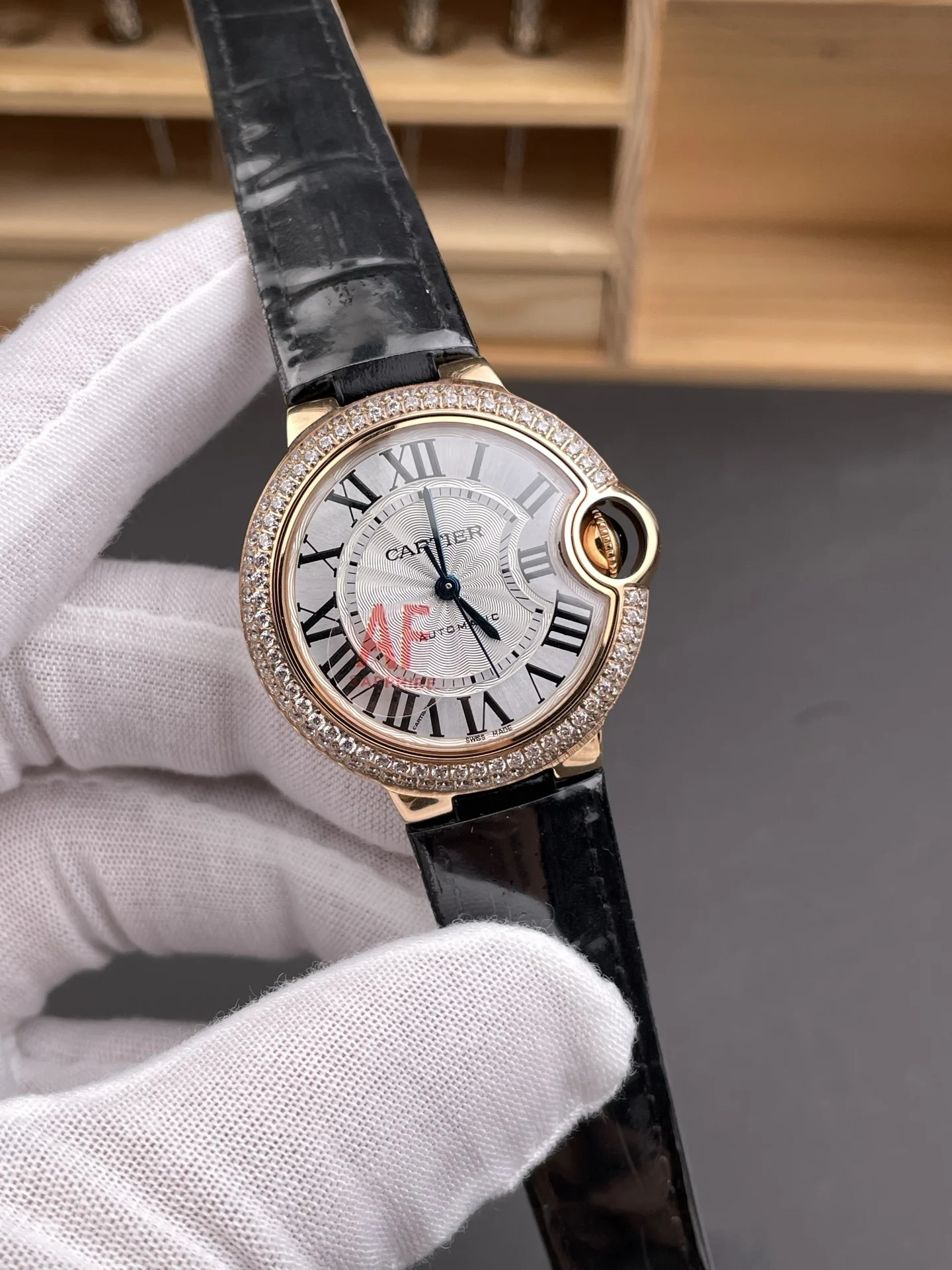 Cartier Ballon Bleu Rose Gold Diamond-Set 33mm — photographed off the sweep