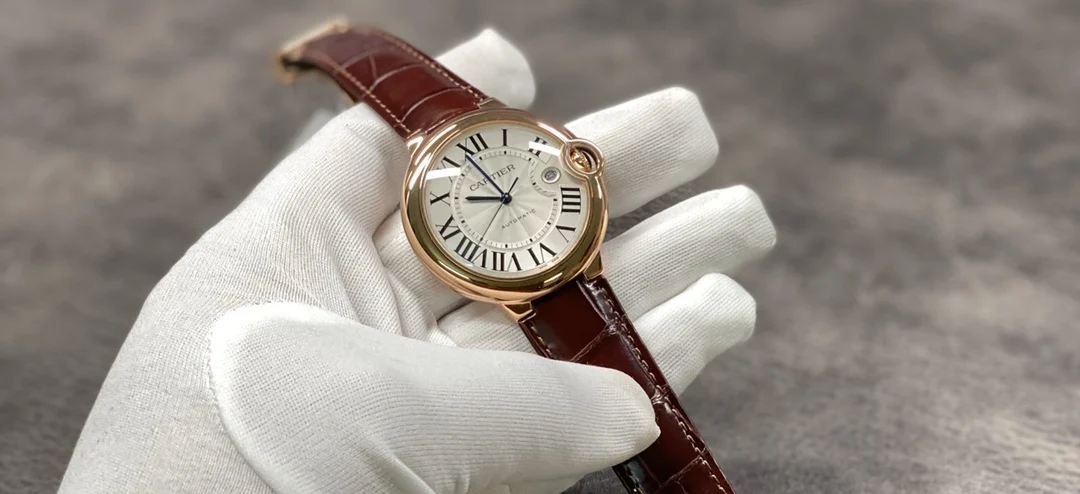Cartier Ballon Bleu Rose Gold Silver Dial — photographed off the sweep
