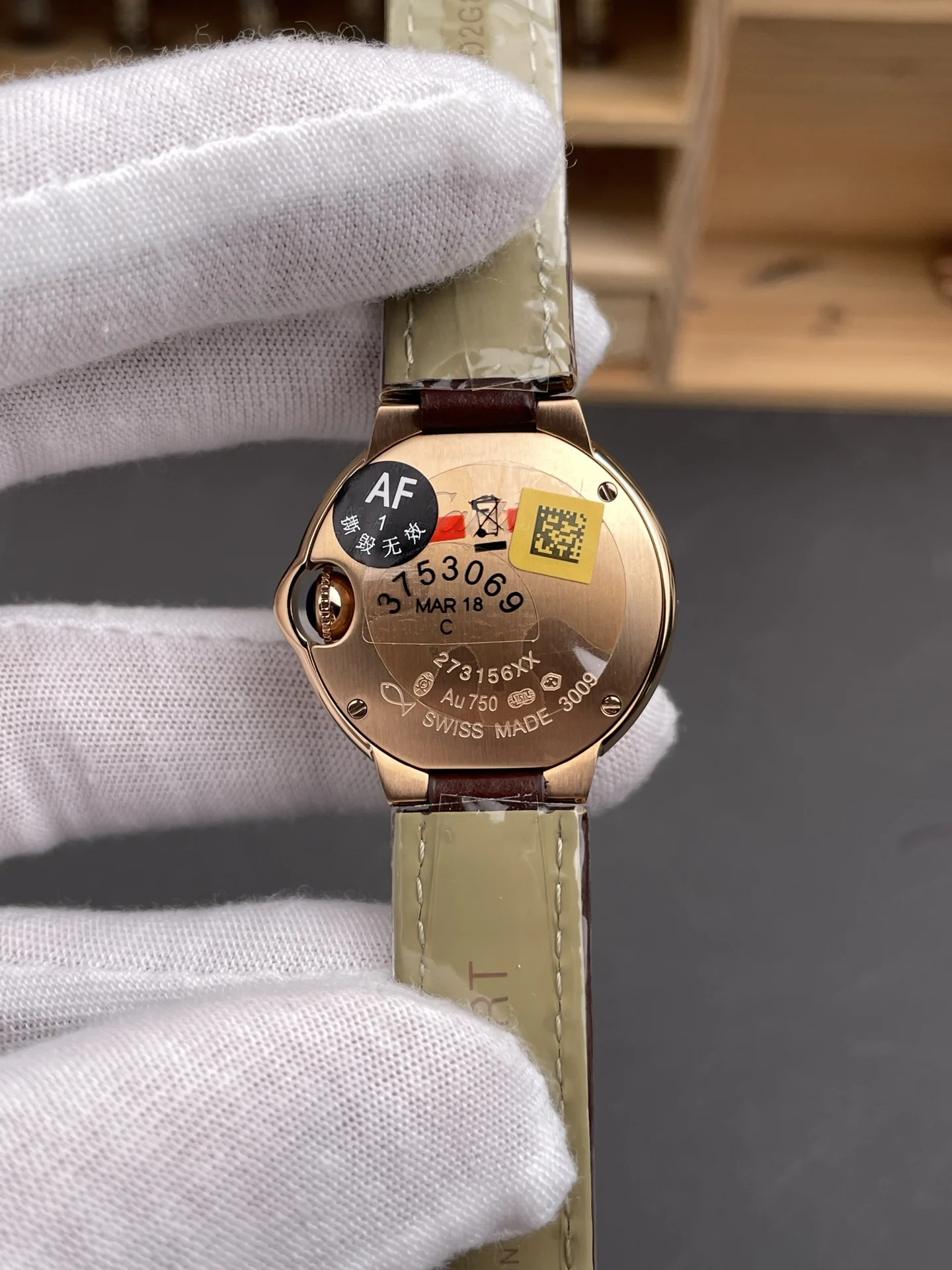 Cartier Ballon Bleu Rose Gold White Dial 28mm — photographed off the sweep