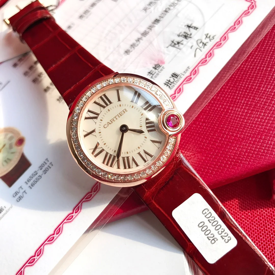 Cartier Ballon Bleu Rose Gold White Dial 30mm — photographed off the sweep