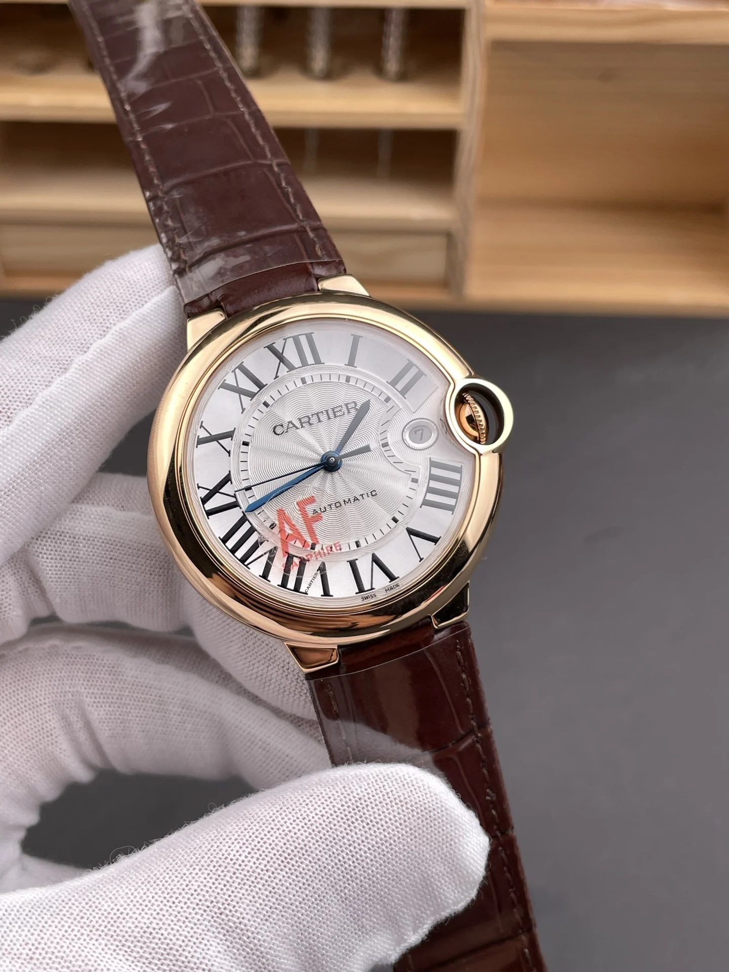 Cartier Ballon Bleu Rose Gold White Dial 40mm — photographed off the sweep
