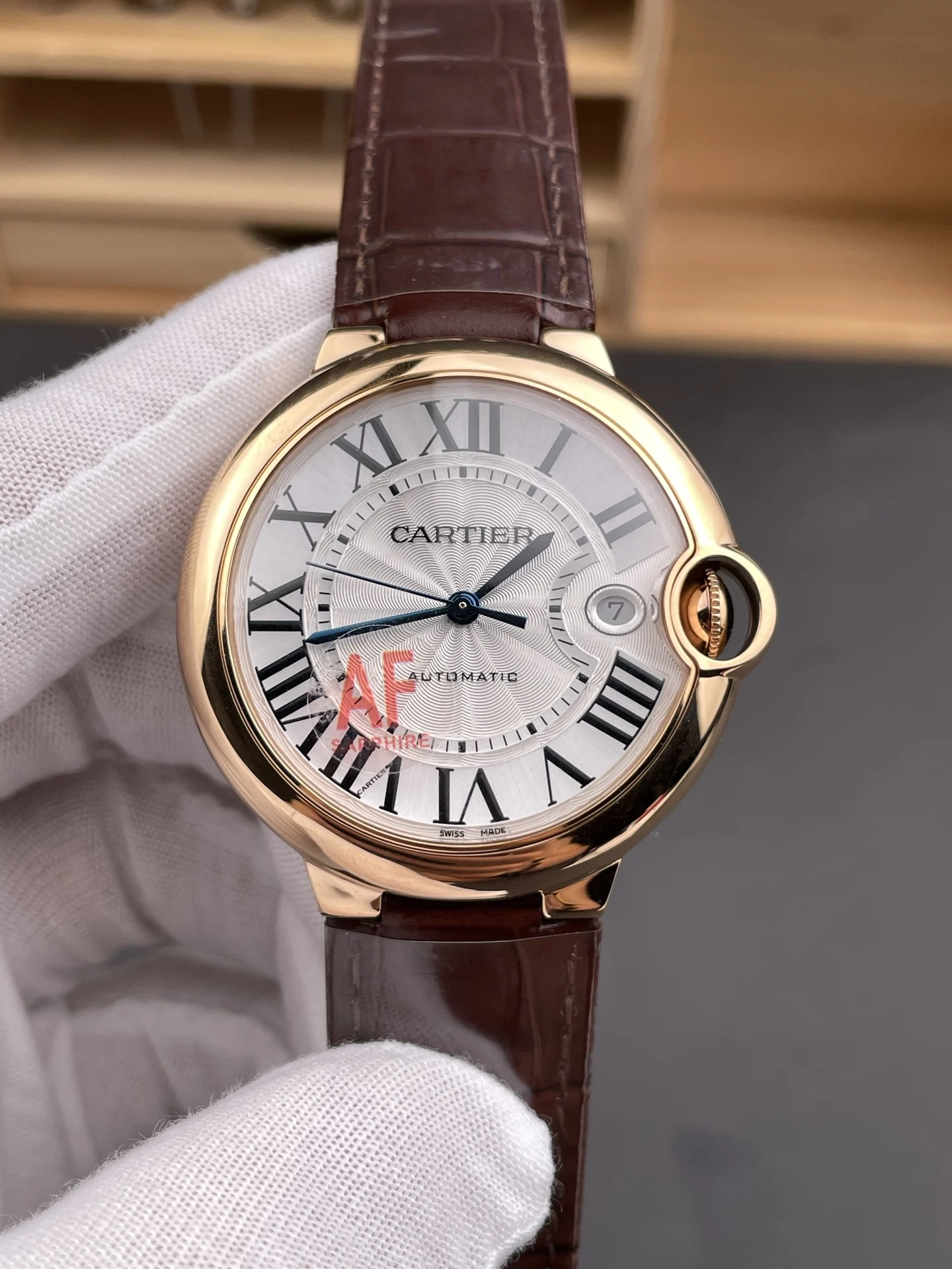 Cartier Ballon Bleu Rose Gold White Dial 40mm — photographed off the sweep