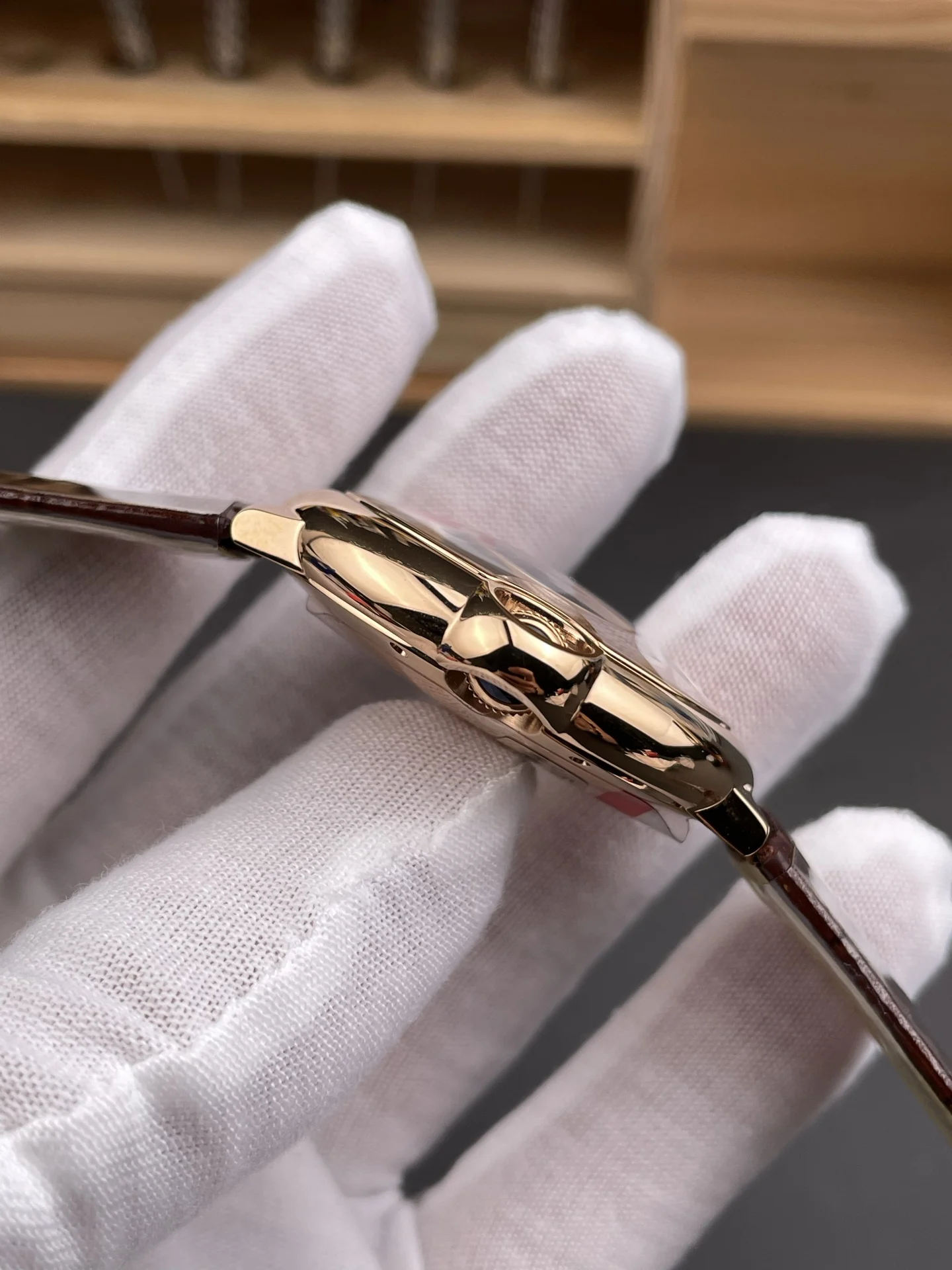 Cartier Ballon Bleu Rose Gold White Dial 40mm — photographed off the sweep