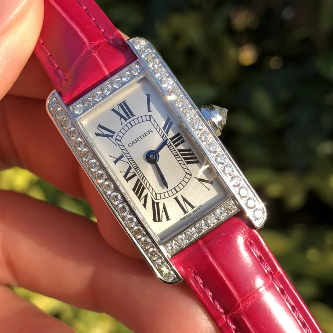 Cartier Ballon Bleu Steel Blue Dial — photographed off the sweep
